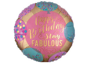 Foil Balloon 18" Happy Birthday - Stay Fabulous