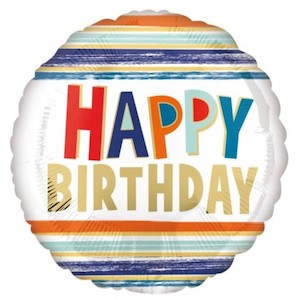Foil Balloon 18" Happy Birthday - Stripes