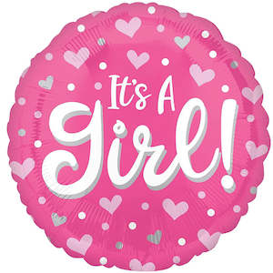 Foil Balloon 18" It's a Girl Hearts