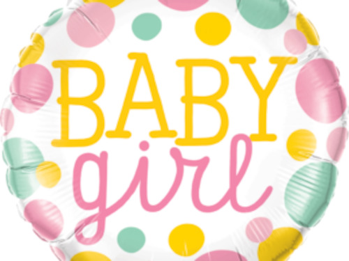 18" Foil Balloon Baby Girl Dots