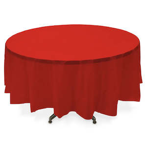 Table Covers: Plastic Table Cover Round - Red