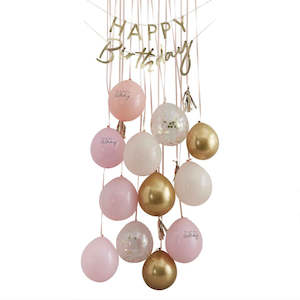 Happy Birthday Balloon Door Kit Pink + Gold