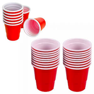 Plastic Paper Cups: Mini Red Cup Shot Glasses 20pk