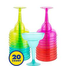 Plastic Fiesta Margarita Glasses Assorted 20pk