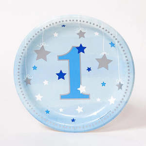One Little Star Birthday Plates Blue - 8pk