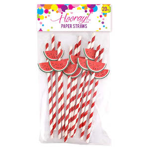 Watermelon Paper Straws 20pk
