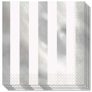 Lunch Napkins 16pk - Silver Stripe