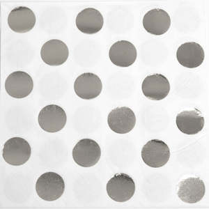 Napkins: Beverage Napkins 16pk - Silver Dots