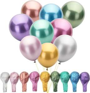 Party Balloons 6pk Chrome Assorted  - Rabbit Brand