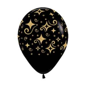 6 12 Balloon Packs: Golden Diamond + Black Balloons - 12pk