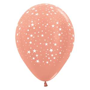 Rose Gold Star Balloons - 12pk