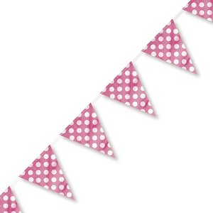 Banners: Bunting Flag Banner (Large) Polka Dot Pink