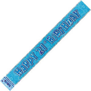 Banners: Banner Happy 21st Birthday - Blue & Silver