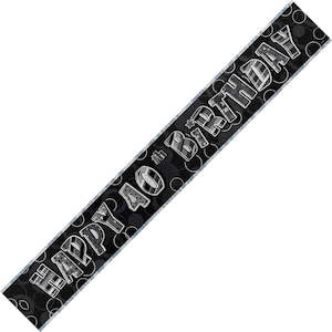 Banners: Banner Happy 40th Birthday - Black & Silver