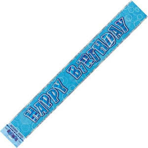 Banner Happy Birthday - Blue & Silver