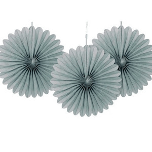 Tissue Paper Fans Silver - 3 mini fans