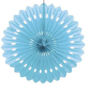Fans: Tissue Paper Fan Pale Blue - 40cm