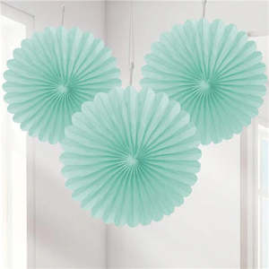 Fans: Tissue Paper Fans Mint - 3 mini fans