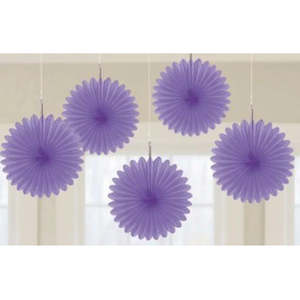 Tissue Paper Fans Purple 5pk