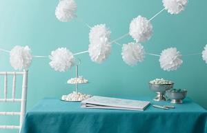 Puff Balls Honeycomb: Tissue Pom-Pom Garland White - 3 mtrs