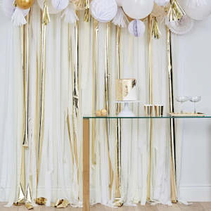 White, Cream and Gold Streamer Backdrop