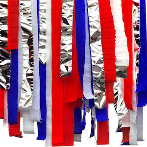 Crepe Streamers Red, Silver & Blue