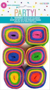 Streamers: Crepe Streamers Rainbow 6pk