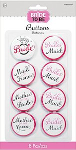 Bride To Be Buttons 8pk