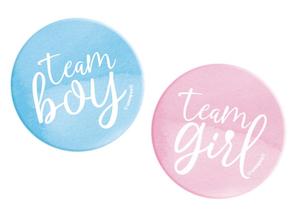 Baby Reveal Badges - Team Boy Team Girl