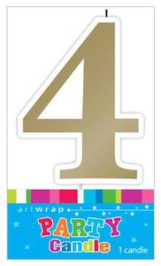 Candle Number 4 Gold