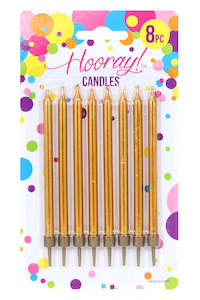 Candles: Candles Gold With Holder 8PK