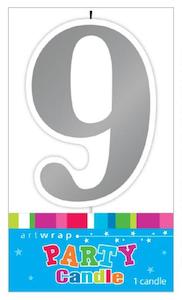 Candles: Candle Number 9 Silver