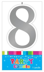 Candle Number 8 Silver