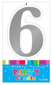 Candle Number 6 Silver