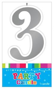 Candles: Candle Number 3 Silver