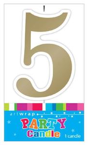 Candle Number 5 Gold