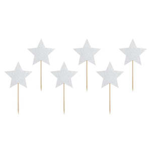 Cake Toppers: Silver Star Cake Toppers 4pk