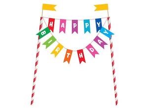 Cake Topper Happy Birthday Bunting