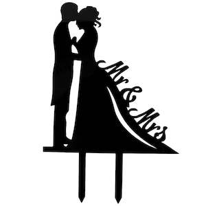 Cake Toppers: Wedding Cake Topper - Bride & Groom - Black