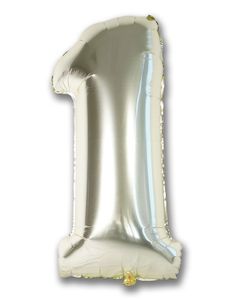 1st Birthday: Foil Balloon Number White Gold "1"