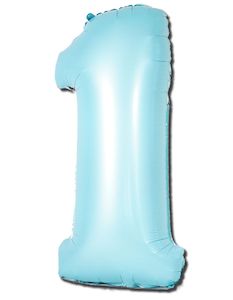 Foil Balloon Number Matte Light Blue "1"