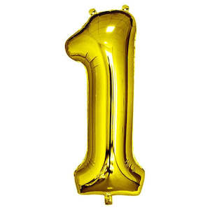 1st Birthday: Foil Balloon Number Gold "1"