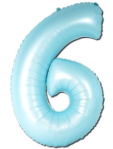 16th Birthday: Foil Balloon Number Matte Light Blue "6"
