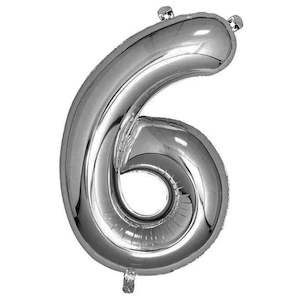 Foil Balloon Number Silver "6"