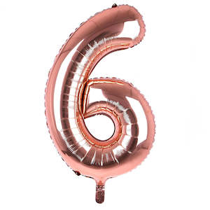 16th Birthday: Foil Balloon Number Rose Gold "6"