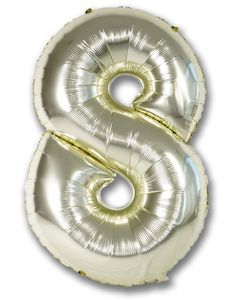 Foil Balloon Number White Gold "8"