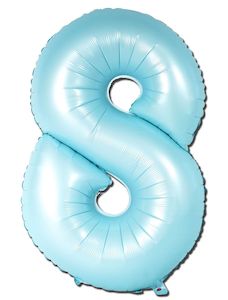 18th Birthday: Foil Balloon Number Matte Light Blue "8"