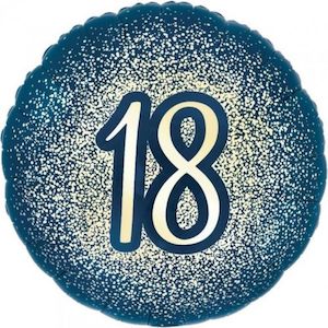 18th Birthday: Foil Balloon 18" 18th Navy & Gold Glitter