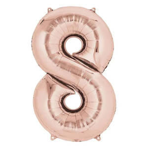 18th Birthday: Foil Balloon Number Rose Gold "8"