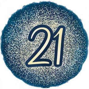 Foil Balloon 18" 21st Navy & Gold Glitter